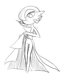 1girls aturn female female_gardevoir female_only flat_chest gardevoir nintendo no_breasts nude pokemon pokemon_(species) pokemon_rse pussy simple_background sketch solo video_games white_background