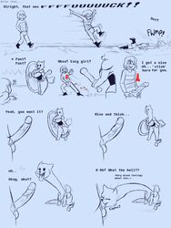 1boy 1girls anthro armor big_penis breasts bulge canine cleavage closed_eyes comedy deep_throat deepthroat_smile dialog duo english_text fellatio female frisk frisky_(under(her)tail) funny furry human human_on_anthro humanoid_penis humor interspecies lesser_dog male mammal no_gag_reflex oral oral_sex penis sex shield sliding sliding_down_throat snow surprise_deepthroat swallowing_penis_while_deepthroat tail tailwag text thewill throat_bulge tongue_out tripping under(her)tail undertale undertale_fanfiction