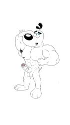 1boy abs animated anthro armpit_hair balls big_penis blue_eyes canine clothed clothing dog dudley_puppy edgarniverse_(artist) erect_nipples erection foreskin full_body fur gif hand_behind_head humanoid_penis jockstrap jockstrap_removed looking_up male male_only muscular muscular_anthro muscular_male naked nickelodeon nude partially_retracted_foreskin pecs penis precum precum_through_clothing precum_through_underwear shirt shirt_removed simple_background solo solo_male t.u.f.f._puppy tail uncut underwear veiny_penis white_background white_fur