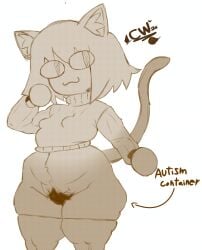 cartoonwizzard curvy_figure curvy_hips dialogue english_text evil_container fate_(series) hairy_pussy meme neco-arc pubic_hair shortstack sketch small_breasts text white_background