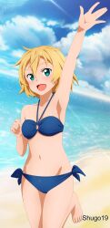 1girls 2d 2d_(artwork) 2d_artwork arm_above_head arm_up armpit armpit_peek armpits bare_armpits bare_arms bare_belly bare_chest bare_hands bare_hips bare_legs bare_midriff bare_navel bare_shoulders bare_skin bare_thighs beach belly belly_button bikini bikini_bottom bikini_only bikini_top blonde-haired_female blonde_eyebrows blonde_female blonde_hair blonde_hair_female blue-eyed_female blue_bikini blue_bikini_bottom blue_bikini_top blue_eyes blue_sky blue_string_bikini blue_swimsuit blue_swimwear breasts calves clouds coast collarbone curvaceous curvaceous_body curvaceous_female curvaceous_figure curvaceous_hips curvy curvy_body curvy_female curvy_figure curvy_hips day daylight daytime digital digital_art digital_drawing digital_drawing_(artwork) digital_media digital_media_(artwork) elbows exposed_armpits exposed_arms exposed_belly exposed_chest exposed_hips exposed_legs exposed_midriff exposed_navel exposed_shoulders exposed_skin exposed_thighs feet female female_focus female_only fingers full_body groin hair_between_eyes hairless_armpits half_naked half_nude halterneck hand_above_head hand_up high_resolution highres horizon hourglass_figure lean_figure legs looking_at_viewer midriff naked naked_female naked_woman narrow_waist navel nude nude_female nudity ocean open_mouth open_mouth_smile outdoor outdoor_nudity outdoors outside parted_lips philia sand sea seaside semi_nude shaved_armpits short_hair shoulders shugo19 side-tie_bikini sky slender_body slender_waist slim_waist small_breasts solo string_bikini swimsuit swimwear sword_art_online takemiya_kotone thighs toes tongue waving waving_at_viewer waving_hand wide_hips