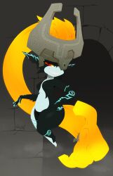 1girls artist_signature blue_markings bottom_heavy female female_only floating glowing_hair grin half-closed_eye hand_on_hip imp imp_midna midna orange_hair red_eyes sharp_teeth shortstack small_breasts solo the_legend_of_zelda thick_thighs twilight_princess two-tone_body wide_hips wigglbop
