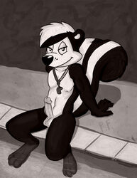 cum hi_res looking_at_viewer looney_tunes male mammal nude penis pepe_le_pew phallusfantasy skunk smooth_fur solo warner_brothers