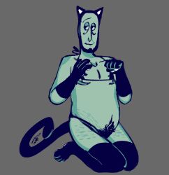 bald bikini cat_ears cat_tail clothing cuntboy half-dressed kappi0 loaltoff long_gloves mastectomy_scar no,_i'm_not_a_human pose posing prophet_(no,_i'm_not_a_human) self_harm_scars stockings tagme trans trans_man transgender