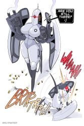 1girls absurd_res absurdres aperture_science armored_female breasts clothed clothed_female comic female_focus female_only highres huge_breasts machine portal_(series) robot robot_girl robot_humanoid saladbearer tagme tall_female text text_bubble thick_thighs thighs turret_(portal) wide_hips