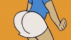 antoons artist_request ass blue_shirt butt dummy_thicc head_out_of_frame orange_background original_character shaking_ass shaking_butt throwing_it_back twerk twerking white_skirt