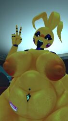 3d breasts chubby chubby_anthro chubby_female curvy dommy_mommy fat_ass five_nights_at_freddy's fnaf fnia massive_ass massive_breasts milf original peace_sign sloppy_lard_stuffer solo tits_bigger_than_head tits_out tounge_out tounge_purple toy_chica_(fnaf) toy_chica_(justminkov) truemuffin white_eyes wobbling_ass wobbling_belly yellow_body