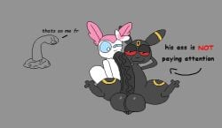 2d_animation aliasing ambiguous_gender ambiguous_penetration animated anthro balls bedroom_eyes being_watched big_balls big_penis black_body blue_sclera bodily_fluids body_part_in_mouth bow_ribbon closed_eyes dialogue digital_media_(artwork) diglett directional_arrow eeveelution english_text fellatio generation_1_pokemon generation_2_pokemon generation_6_pokemon genitals glistening glistening_balls glistening_eyes glistening_genitalia grey_background group hands_behind_back his_ass_is_not_x huge_balls huge_cock humanoid_genitalia humanoid_penis looking_at_another looking_at_genitalia looking_at_penis loop lying male male/ambiguous markings multicolored_body narrowed_eyes nintendo not_paying_attention nxyitn oral oral_penetration penetration penile penis penis_in_mouth pink_body pokemon pokemon_(species) pupils red_sclera red_text saliva saliva_on_penis scrotum_flap seamless_loop seductive sex simple_background smile smug spread_legs spreading stripes sylveon talking_to_self text thick_thighs trio umbreon vein veiny_penis watching_from_afar white_body white_pupils yellow_stripes