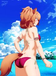 1girls animal_ear_fluff animal_ears animal_tail ass ass_cleavage ass_crack back back-tie_bikini back-tie_swimwear back_dimples bikini bikini_bottom bikini_only bikini_top blue_sky breasts brown-haired_female brown_eyebrows brown_hair clouds day daylight daytime dimples_of_venus female female_only gluteal_fold half_naked half_nude halterneck horizon median_furrow naked naked_female naked_woman nude nude_female nudity ocean outdoor outdoor_nudity outdoors outside petite petite_body petite_breasts petite_female petite_girl petite_tits raphtalia red_bikini red_bikini_bottom red_bikini_top red_string_bikini red_swimsuit red_swimwear sea seaside semi_nude shoulder_blades shugo19 sky string_bikini swimsuit swimwear the_rising_of_the_shield_hero