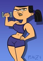 angry angry_face athletic athletic_female bare_midriff biceps big_breasts black_hair breasts brown_eyes busty cameltoe cleavage erect_nipples eva_(tdi) female female_focus female_only hourglass_figure long_hair navel nipple_piercing planz34 ponytail standing tagme total_drama_island wide_hips