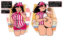 bottomless bottomless_female earthbound earthbound_(series) edit edited fast_food fast_food_employee mach_pizza_employee miss_that_man overweight overweight_female tagme weight_gain