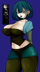 1girls big_breasts breasts busty choker cleavage curvaceous curvy curvy_body curvy_female curvy_figure female green_eyes gwen_(tdi) huge_breasts large_breasts lips reference_image teal_hair teal_lipstick thick_thighs thighs total_drama_island tuna_(artist) voluptuous