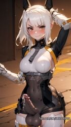 ai_generated big_penis futa_only futadom futanari futanari game holding_penis huge_cock huge_cock karenina_(punishing:_gray_raven) latex nekodrippy precum precum_drip punishing:_gray_raven smug smug_face stable_diffusion twintails white_hair