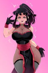 1girls big_breasts black_hair chichi chichi_black cleavage dragon_ball dragon_ball_super dragon_ball_z female female_only hyper_thighs kiwiartsu large_breasts lipstick looking_at_viewer massive_thighs milf pelvic_curtain ponytail potara_earrings solo solo_female solo_focus thick_thighs thighhighs thighs thunder_thighs wide_hips