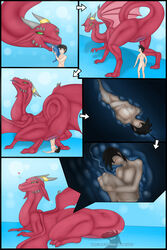 anthro anus comic dragon duo female feral hi_res internal licking liz_art lucy male pussy sitting source_request tongue tongue_out unbirthing view vore