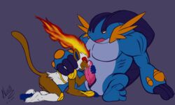 anus balls duo feet fellatio fingering infernape licking male male_only mega_evolution mega_swampert neos8 nintendo open_mouth oral paws penis pokemon pokemon_(species) precum sex sitting spread_legs spreading swampert tongue tongue_out video_games yaoi