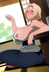 1girls 5_toes ai_generated areola_slip areolae arm_support ass barefoot big_ass big_breasts blonde_hair brown_eyes clothing crossed_legs cup drink drunk feet female female_only holding_object huge_ass huge_breasts indoors kimono large_areolae large_breasts looking_at_viewer looking_to_the_side mature mature_female mature_woman milf nai_diffusion naruto naruto_(series) naruto_shippuden no_bra no_shoes pants sagging_breasts sake side_view sideboob sleeveless_kimono soles solo solo_focus stable_diffusion thick_ass thick_thighs thighs tied_hair toes tsunade twintails voluptuous voluptuous_female xyz