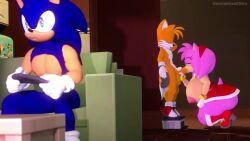 1boy1girl 1girls 2boys 3d amy_rose animated big_ass big_breasts big_penis blowjob blue_body breasts_out clothed cucked_by_friend cuckold female handjob heel_boots huge_ass huge_breasts leviantan581re miles_prower no_sound no_underwear orange_fur penis pink_body pink_hair playing_videogame sega sonic_(series) sonic_the_hedgehog sonic_the_hedgehog_(series) squatting squatting_oral_position stealth_oral stealth_sex tagme tails tails_the_fox underass video