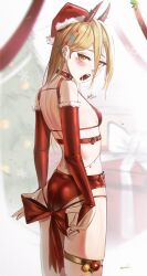 blonde_female blonde_hair blonde_hair chainsaw_man christmas christmas_outfit demon demon_girl female female_only gift power_(chainsaw_man) small_breasts solo solo_female waligner yellow_eyes