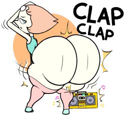 1girls ass_clapping ass_expansion bottom_heavy cartoon_network fat_ass gem_(species) gold_boombox_(prevence) huge_ass involuntary_twerking massive_ass pearl_(steven_universe) pink_hair spaghettiz steven_universe thick_thighs twerking