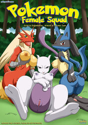 avian beak big_breasts bird blaziken breast_fondling breasts canine chicken comic english_text erect_nipples feathers female fondling forest hand_on_breast hi_res huge_breasts legendary_pokemon looking_at_viewer lucario mammal mewtwo nintendo nipples nude open_mouth palcomix palcomix_team penetration pokemon pokemon_(species) pose pussy smile text tree vaginal_penetration video_games