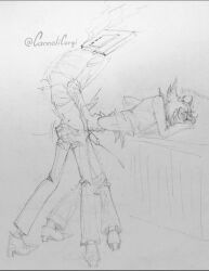 alastor_(hazbin_hotel) anal anal_sex blush cannolicorgi cum cumming gay gay_sex hazbin_hotel holding_partner overheated sketch steam vox_(hazbin_hotel)