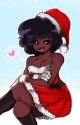 carol_(bbpanzu) christmas cleavage dark-skinned_female dress exposed_shoulders friday_night_funkin friday_night_funkin_mod tagme