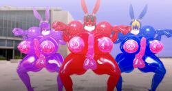 3d 3d_(artwork) 3futas artoria_pendragon balls bunny_girl claws drone fate_(series) futa_only futanari huge_breasts huge_cock latex next_yucoru_s pink_penis sakura_matou shiny_skin smiling tohsaka_rin whiskers