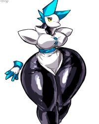 big_breasts darkner deltarune floating_hands half-closed_eyes huge_ass huge_hips hyper_thighs latex rohan_furries shiny_thighs snout tasque_manager_(deltarune) thick_thighs thighs thin_waist wide_hips