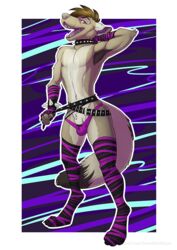 anthro arctic_fox balls bound canine clothing collar flak fox girly legwear male mammal panties punk socks solo stockings thewhitefalcon underwear