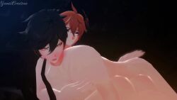 3d animated ass black_hair black_hair_bottom blush childe_(genshin_impact) dirty_talk domination gay genshin_impact light_hair_on_dark_hair male male/male male_only malesub multiple_boys nude_male on_lap over_the_knee_spanking punishment red_hair red_hair_on_black_hair red_hair_top slapping_ass slapping_butt sound spanked spanked_ass spanked_butt spanking tagme tartaglia_(genshin_impact) tartan video voice_acted yaoi zhongli_(genshin_impact)