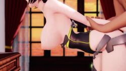 3d animated azur_lane baltimore_(azur_lane) bouncing_breasts breasts brunette creampie cumming doggy_style from_behind grabbing_from_behind legwear mmd mp4 rindoummd sex sex_from_behind short_hair sound thighhighs video