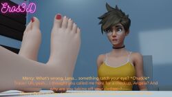 2girls 3d 3d_(artwork) 4k activision amber_eyes blender blizzard_entertainment blonde_hair blue_eyes british british_female brown_hair caption choker clothed clothed_female day doctor english_text eros3d feet female female_only femdom flabbergasted foot_fetish foot_focus foot_play freckles glasses human humanoid light-skinned_female light_skin looking_at_feet mercy office open_mouth overwatch overwatch_2 painted_nails painted_toenails pale_skin red_toenails relaxing self_upload sitting suprised suprised_look sweaty_feet swiss swiss_female tan_body tan_skin tank_top tanline tracer yellow_eyes