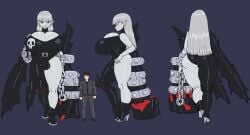 1boy 1futa absurd_res ass balls bandai_namco bangs big_ass big_breasts big_butt big_penis breasts bulge bursting_breasts clothed clothing digimon digimon_(species) duo female flaccid fully_clothed futa_focus futanari genitals grey_body grey_hair grey_skin hi_res huge_ass huge_breasts huge_butt human humanoid intersex ladydevimon long_hair male mammal matthew_(theancientevil) mini_giantess penis shorter_male standing taller_female