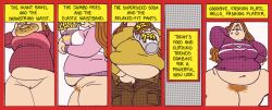 bottomless bottomless_female cathy cathy_andrews_hillman comic comic_strip eating edit edited fat female female_only miss_that_man obese_female pubic_hair vagina