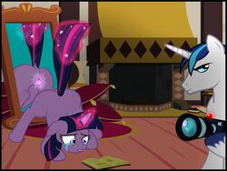 animal_genitalia animal_pussy ass ass_up book camera crying dock duo equine equine_pussy female feral fireplace friendship_is_magic hair horn inside looking_at_viewer looking_back magic mammal mirror my_little_pony piro01 pussy raised_tail reflection shining_armor_(mlp) smirk tail_grab tears twilight_sparkle_(mlp) unicorn