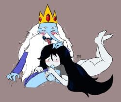 adopted adopted_daughter adoptive_father adventure_time ass balls beard black_hair blowjob_in_the_pose blue_body blue_skin blush bodily_fluids cartoon_network clothed clothing crown demon demon_humanoid digital_media drooling duo elemental_creature elemental_humanoid facial_hair fangs feet_up fellatio female gem genitals grabbing_sheets grey_body grey_skin hair headgear headwear humanoid ice_king incest lying male male/female marceline marceline_abadeer mature_male motion_lines old_man older_male oral partially_clothed penile penis pubes saliva sex shaking sharp_teeth simple_background spec_almond_(artist) spread_legs spreading stroking_penis teeth tongue tongue_out ugly_bastard vampire white_hair