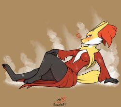 breasts breasts_out delphox female generation_6_pokemon hi_res looking_at_viewer mr._smile mr.smile nintendo paws pokemon pokemon_(species) solo tits tits_out