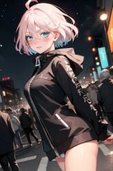 1girls ai_generated gangster non_nude pink_hair public senju_kawaragi tokyo_revengers