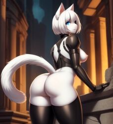 1girls ai_generated anthro ass big_ass big_thighs cat_ears cat_girl cat_tail feline female furry mammal medium_breasts nier:_automata nier_(series) solo solo_female tagme tailzai yorha_2b