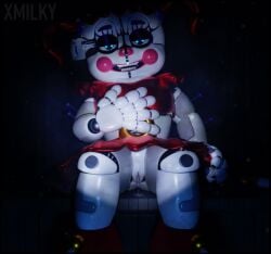 1girls 3d 3d_(artwork) after_sex after_vaginal animatronic baby_(fnafsl) blender blender_(software) blue_eyes circus_baby circus_baby_(fnaf) circus_baby_(original) cum cum_dripping_out_of_pussy cum_in_pussy cum_inside female female_only five_nights_at_freddy's five_nights_at_freddy's:_sister_location full_color pussy red_skirt robot robot_girl robot_humanoid skirt solo solo_female vagina white_body white_skin x3milky