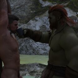 1human 1orc 2boys abused abused_male breeding_slave broken_rape_victim collar drinking_water enslaved flaccid ginger ginger_hair helping helping_hand human human_slave interspecies light_brown_hair male male_bonding male_only male_rape_victim male_slave masculine masculine_slave muscles muscular muscular_male oc orc original_characters outdoor_nudity outdoors protecting protective protector pubic_hair red_eyes red_hair rescue restrained savior stripped_naked submissive_male tied_up wereorc_(artist)