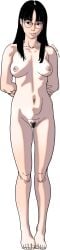 1girls arms_behind_back full_body futoshi_slim glasses medium_breasts nude realistic solo