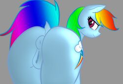 anus equid equine equine_anus equine_genitalia equine_pussy friendship_is_magic hasbro lewdwigvondrake looking_at_viewer looking_back my_little_pony my_little_pony_friendship_is_magic rainbow_dash_(mlp)