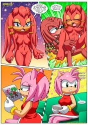 amy_rose anthro athair aurora_the_echidna balls barefoot bbmbbf blush breast_grab breasts comic cum cum_in_pussy cum_inside feet female humanoid_feet male male/female manic_the_hedgehog mobian_(species) mobian_mating_season_(comic) mobius_unleashed nude palcomix penis pussy sega sex sonic_(series) sonic_the_hedgehog_(series) toes vaginal_penetration vaginal_sex