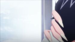 1boy 1girls areolae black_hair blue_eyes blush bouncing_breasts breasts clothing grabbing_breasts hetero kuusetsu large_breasts mato_seihei_no_slave nipples panties puffy_nipples screencap sound sucking_nipples sweat undressing video wakura_yuuki