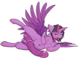 alicorn animal_genitalia animal_penis anthro balls equine equine_penis friendship_is_magic futanari horn horsecock hyper hyper_penis intersex mammal my_little_pony penis pubes purenova simple_background solo spread_wings twilight_sparkle_(mlp) white_background wings