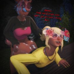 1futa 1girls 3d against_surface ambiguous_penetration bent_over black_cat_(ffxiv) dark-skinned_female dark-skinned_futa doggy_style evisaii ffxiv final_fantasy_xiv futa_on_female futanari gpose_(ffxiv) hair_pull honey_b._lovely hyur midlander miqo'te outdoors outside outside_sex partially_clothed public public_sex standing standing_doggy_style standing_sex yaana