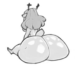 1girls anthro ass_expansion bubble_butt decisivetang_(artist) deer_girl deltarune furry huge_ass monochrome noelle_holiday