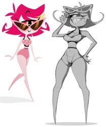 cameltoe cyclops female female_only guma hazbin_hotel hellaverse looking_at_viewer niffty niffty_(hazbin_hotel) red_hair self_upload